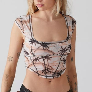 Urban Outfitters Beachy Nyla Mesh Cropped Corset Top‎ M